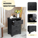 Farmhouse Nightstand with 3 Storage Drawers and Handles by LJGDeals