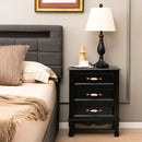 3 Drawers Nightstand with Solid Wood Legs for Living Room Bedroom-Black by LJGDeals