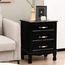 3 Drawers Nightstand with Solid Wood Legs for Living Room Bedroom-Black by LJGDeals