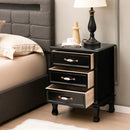 3 Drawers Nightstand with Solid Wood Legs for Living Room Bedroom-Black by LJGDeals