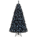 6/7/8 Feet Black Artificial Halloween Christmas Tree with PVC Branch Tips and 210/320/450 Cool White LED Lights