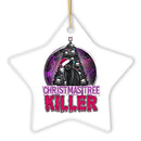 Black Cat Christmas Tree Killer Funny Emo Ornament, Spooky and Creepy Holiday Decor