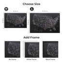 Wooden Canvas USA Map - Black