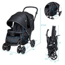 Foldable Lightweight Front Back Seats Double Baby Stroller by LJGDeals