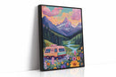 Vibrant Camper Van Landscape Canvas Art