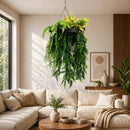 Bright Tropical Foliage Artificial Hanging Disc 15.75in – Black Frame – UV Resistant by Designer Plants USA