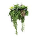 Artificial Hanging Plant Chandelier – Tropical Foliage Circular Ring (23.5in) Black Frame – UV Resistant