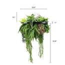 Artificial Hanging Plant Chandelier – Tropical Foliage Circular Ring (23.5in) Black Frame – UV Resistant by Designer Plants USA