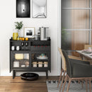 Kitchen Buffet Sideboard with Wine Rack and Sliding Door-Black by LJGDeals