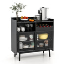 Kitchen Buffet Sideboard with Wine Rack and Sliding Door-Black by LJGDeals