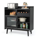 Kitchen Buffet Sideboard with Wine Rack and Sliding Door-Black by LJGDeals