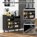 Kitchen Buffet Sideboard with Wine Rack and Sliding Door-Black by LJGDeals