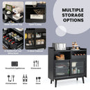 Kitchen Buffet Sideboard with Wine Rack and Sliding Door-Black by DirectDeals