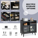 Kitchen Buffet Sideboard with Wine Rack and Sliding Door-Black by LJGDeals