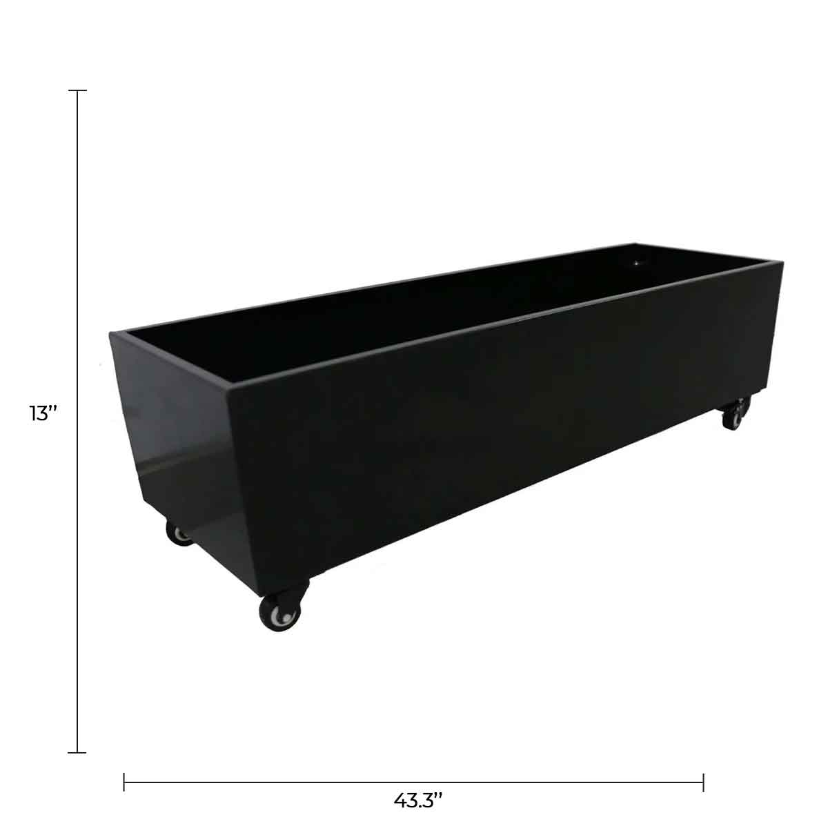 Black Metal Planter Medium with Wheels – For Artificial Hedges, photo 2 of 7