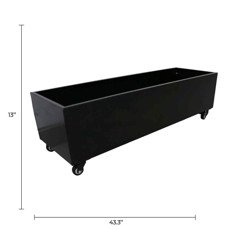 Black Metal Planter Medium with Wheels – For Artificial Hedges, photo 2 of 7