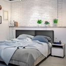 Upholstered Wall Mounted Headboard with Tufted Button Linen Fabric by LJGDeals