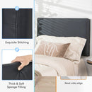 Upholstered Wall Mounted Headboard with Tufted Button Linen Fabric by LJGDeals