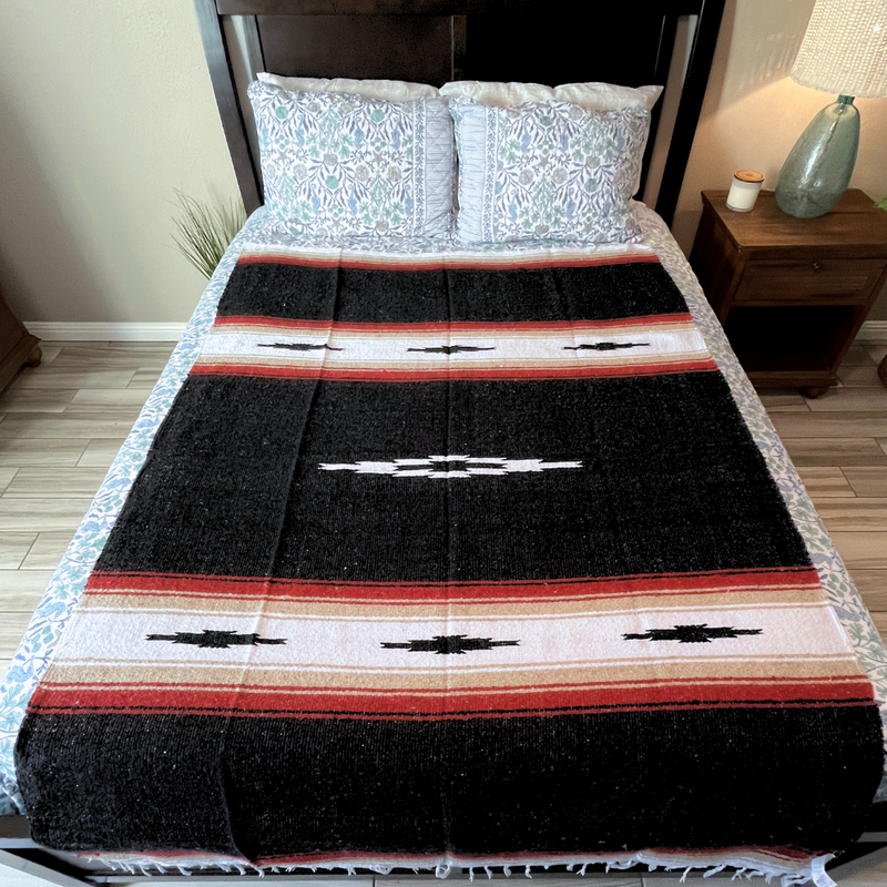 Black Baja Multi Diamond Yoga Blanket