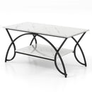 2-Tier Rectangle Coffee Table with Marble Pattern Top by LJGDeals