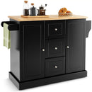 2-Door Large Mobile Kitchen Island Cart with Hidden Wheelsand 3 Drawers by LJGDeals