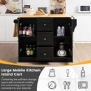 2-Door Large Mobile Kitchen Island Cart with Hidden Wheelsand 3 Drawers by LJGDeals