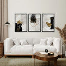3 Piece Modern Scandinavian Wall Art Set. Black and Gold by Wall Art Set