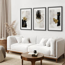 3 Piece Modern Scandinavian Wall Art Set. Black and Gold by Wall Art Set