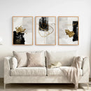 3 Piece Modern Scandinavian Wall Art Set. Black and Gold by Wall Art Set