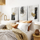 3 Piece Modern Scandinavian Wall Art Set. Black and Gold by Wall Art Set