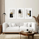 3 Piece Modern Scandinavian Wall Art Set. Black and Gold by Wall Art Set
