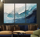 Blue Abstract Wave Ocean Wall Art Canvas Print – Modern