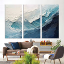 Blue Abstract Wave Ocean Wall Art Canvas Print – Modern
