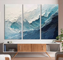 Blue Abstract Wave Ocean Wall Art Canvas Print – Modern