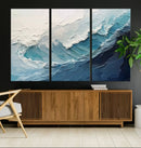 Blue Abstract Wave Ocean Wall Art Canvas Print – Modern