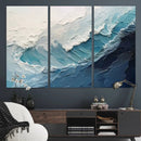 Blue Abstract Wave Ocean Wall Art Canvas Print – Modern