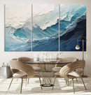 Blue Abstract Wave Ocean Wall Art Canvas Print – Modern