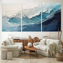 Blue Abstract Wave Ocean Wall Art Canvas Print – Modern