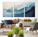 Blue Abstract Wave Ocean Wall Art Canvas Print – Modern