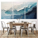 Blue Abstract Wave Ocean Wall Art Canvas Print – Modern