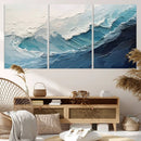 Blue Abstract Wave Ocean Wall Art Canvas Print – Modern