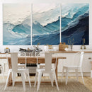 Blue Abstract Wave Ocean Wall Art Canvas Print – Modern