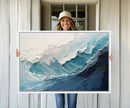 Blue Abstract Wave Ocean Wall Art Canvas Print – Modern
