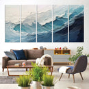 Blue Abstract Wave Ocean Wall Art Canvas Print – Modern