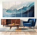 Blue Abstract Wave Ocean Wall Art Canvas Print – Modern