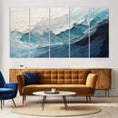 Blue Abstract Wave Ocean Wall Art Canvas Print – Modern