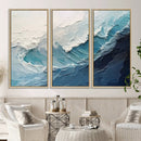 Blue Abstract Wave Ocean Wall Art Canvas Print – Modern