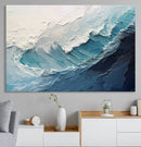 Blue Abstract Wave Ocean Wall Art Canvas Print – Modern