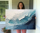 Blue Abstract Wave Ocean Wall Art Canvas Print – Modern