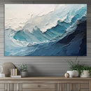 Blue Abstract Wave Ocean Wall Art Canvas Print – Modern